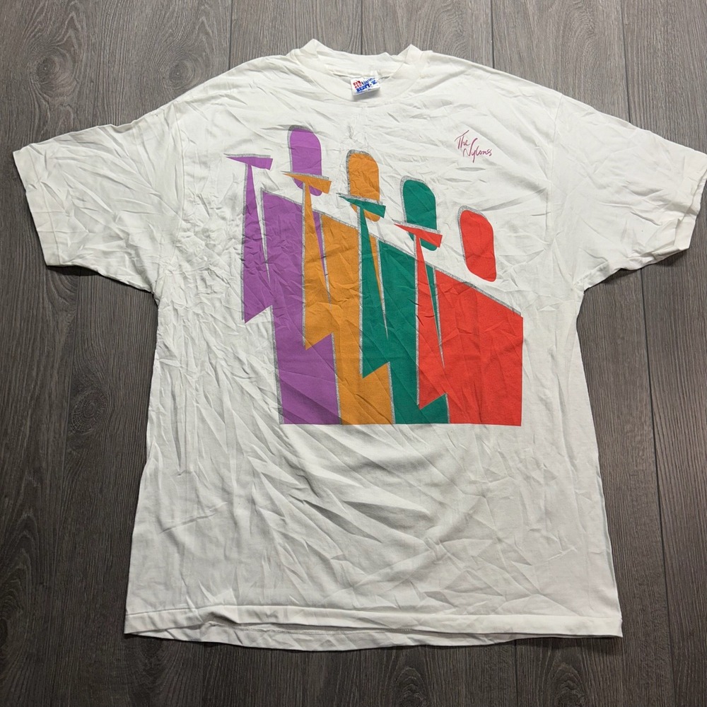 Vintage 1994 The Nylons Signed Graphic T-Shirt Hanes Beefy-T White XL Band Tee